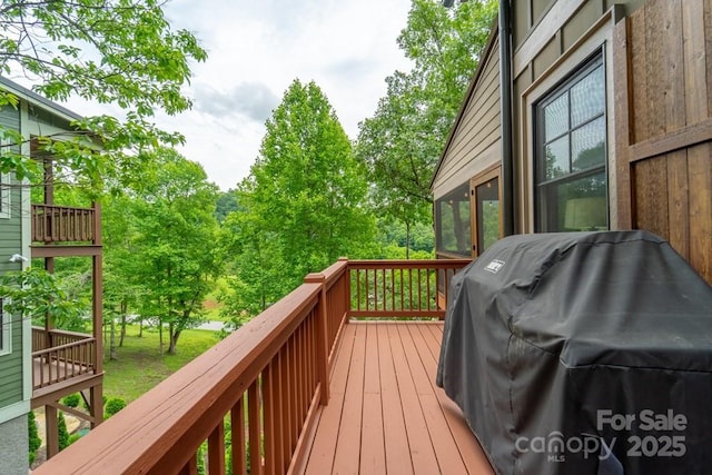 deck featuring area for grilling