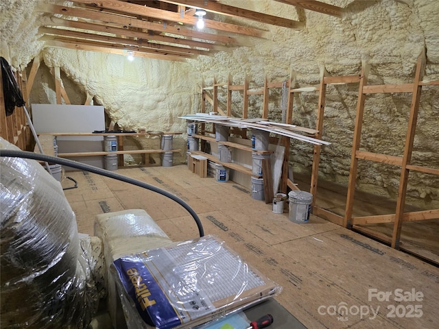 view of unfinished attic