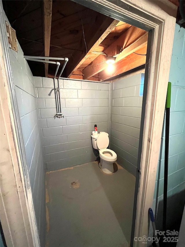 bathroom featuring toilet and concrete flooring