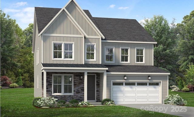 view of front facade with a garage and a front yard