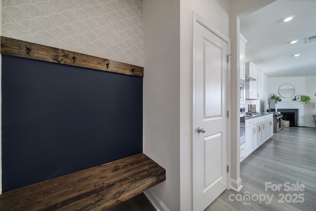 mudroom featuring light hardwood / wood-style floors