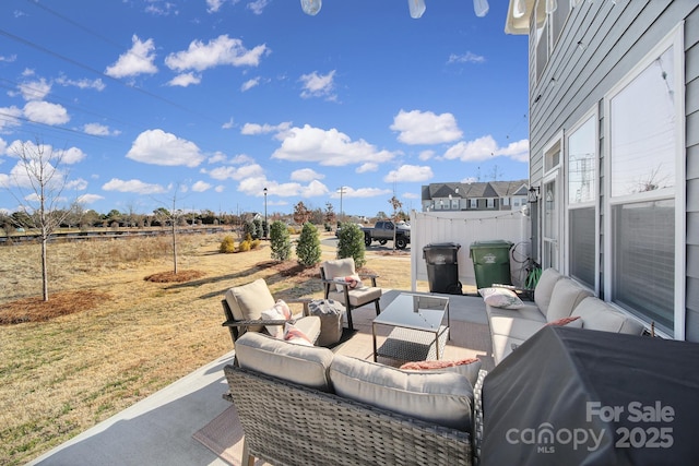 view of patio featuring an outdoor hangout area