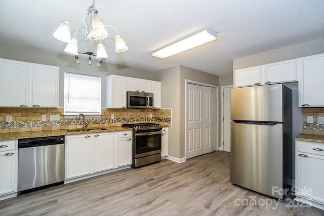 kitchen featuring appliances with stainless steel finishes, sink, and white cabinets