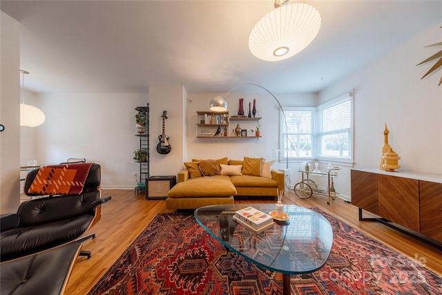 living room with hardwood / wood-style floors