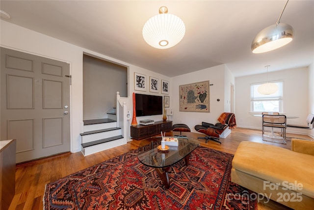 living room featuring wood-type flooring