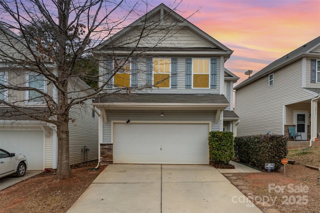 view of property with a garage