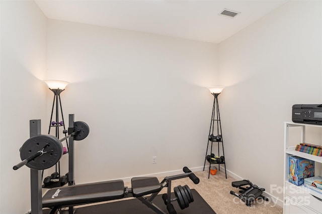 exercise area with carpet floors