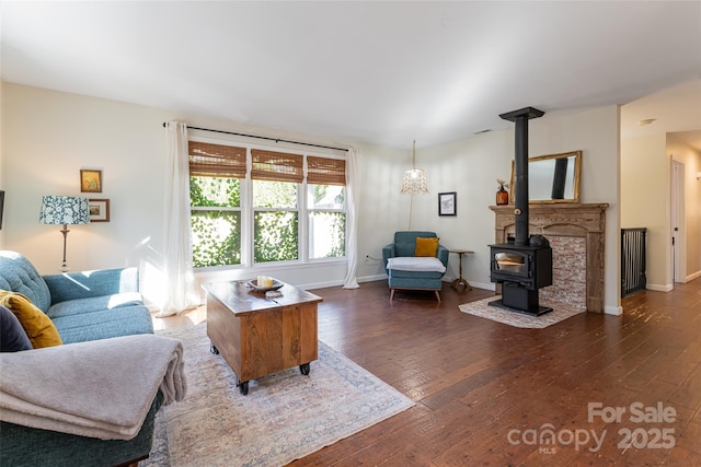 170 Hillcrest Dr, Columbus, NC 28722 - living area featuring dark wood-type flooring and a wood stove