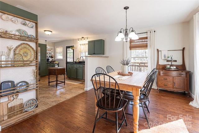 170 Hillcrest Dr, Columbus, NC 28722 - dining room with a chandelier and dark wood finished floors