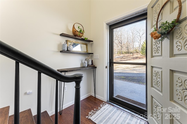170 Hillcrest Dr, Columbus, NC 28722 - entrance foyer with dark wood-style floors and stairs