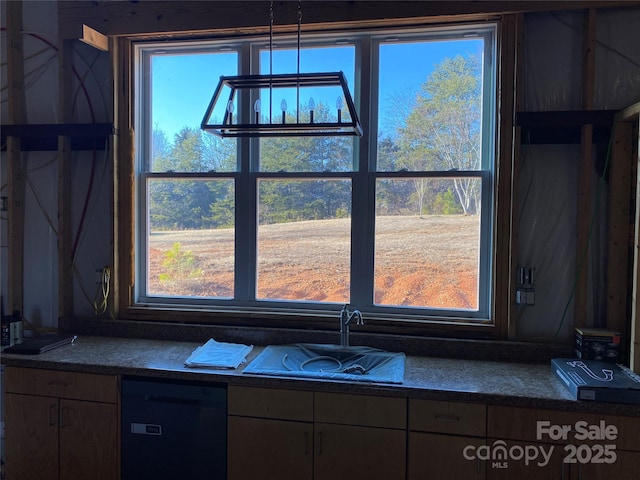 interior space with black dishwasher and sink