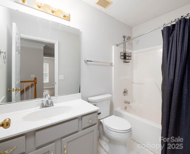 172 Foxtail Dr, Mooresville, NC 28117 - bathroom with toilet, vanity, shower / bath combination with curtain, and tile patterned floors
