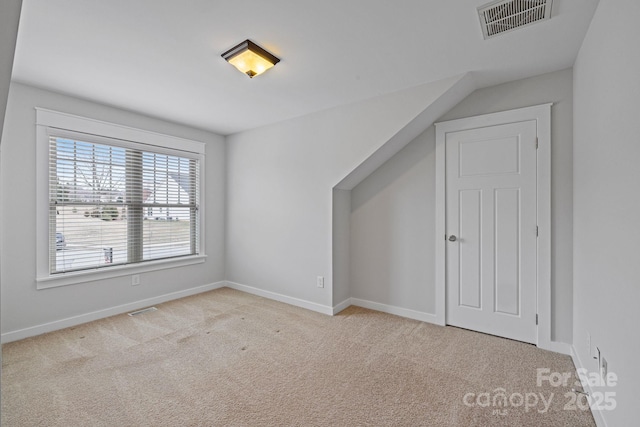 bonus room featuring light colored carpet