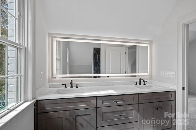 bathroom with double vanity and a sink