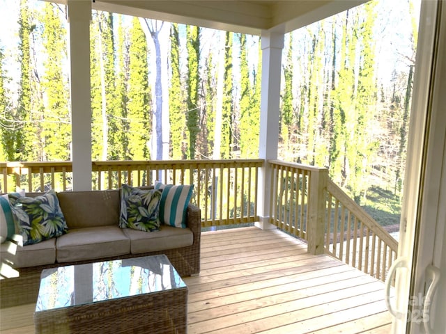 view of unfurnished sunroom