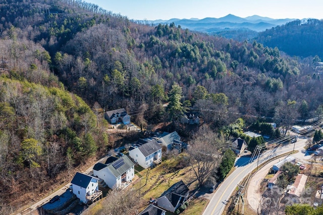 aerial view with a mountain view