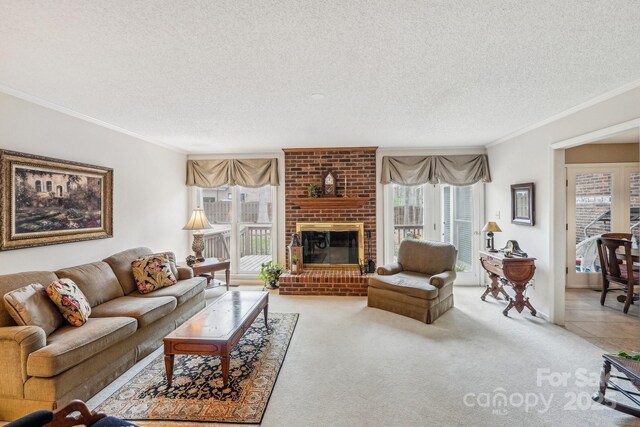 406 Brief Rd W, Indian Trail, NC 28079 - living area with a textured ceiling, ornamental molding, and a healthy amount of sunlight