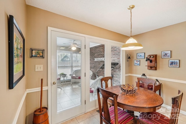 406 Brief Rd W, Indian Trail, NC 28079 - dining area featuring light tile patterned floors and a ceiling fan