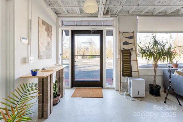 foyer with concrete floors