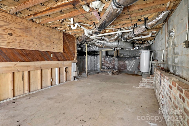 basement with gas water heater