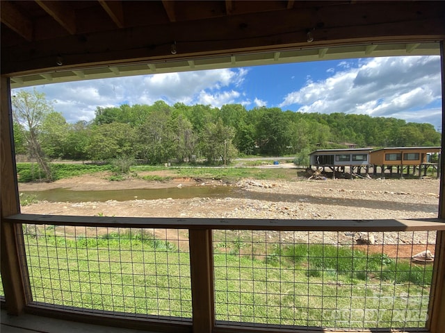 exterior space featuring a water view