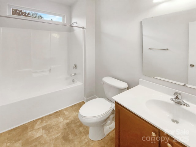 full bathroom featuring vanity, toilet, and shower / bath combination