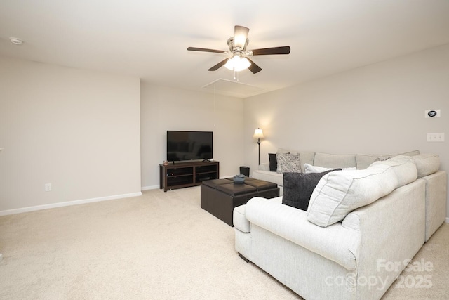 living room featuring light colored carpet