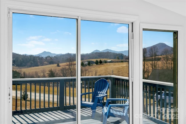 exterior space featuring a mountain view and a rural view