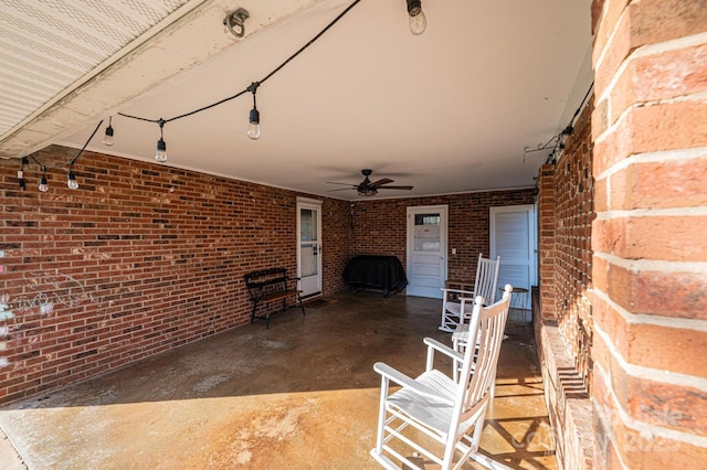 view of patio with a ceiling fan