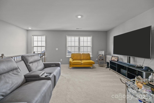 living room featuring carpet flooring