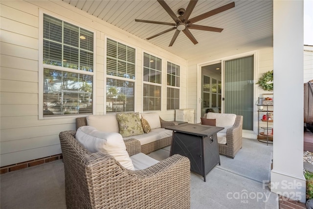 view of patio / terrace featuring an outdoor hangout area and ceiling fan