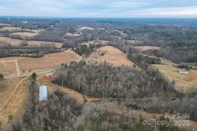 aerial view featuring a rural view