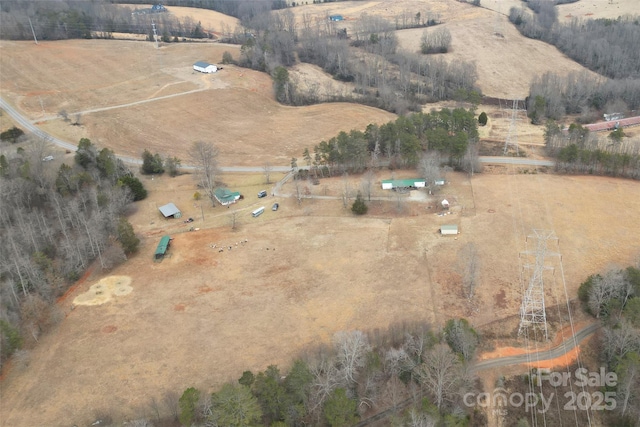 drone / aerial view featuring a rural view