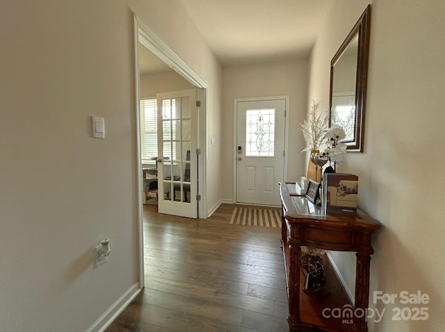 doorway to outside featuring dark hardwood / wood-style flooring