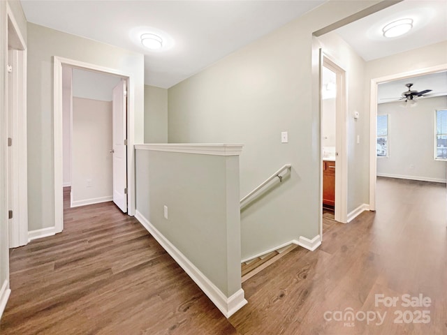 corridor featuring dark hardwood / wood-style floors