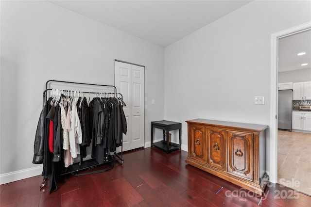 interior space featuring dark wood-type flooring