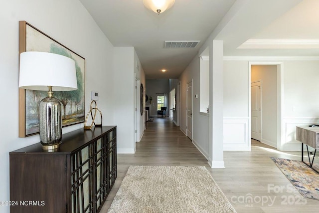 hallway featuring light wood-type flooring