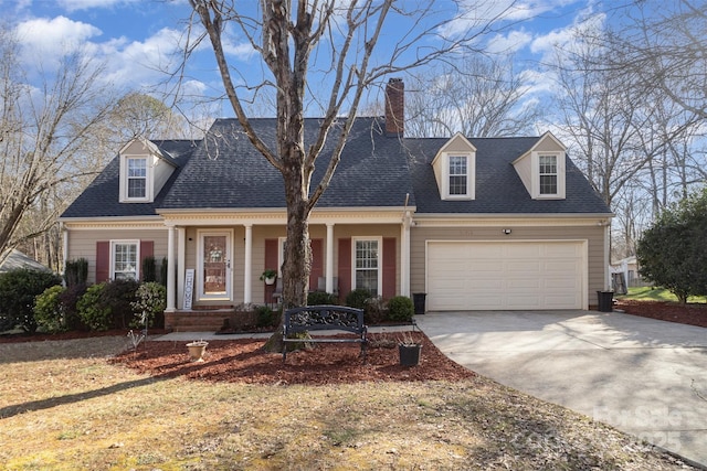 cape cod house featuring a garage