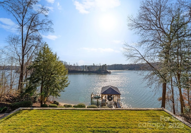 property view of water featuring a dock