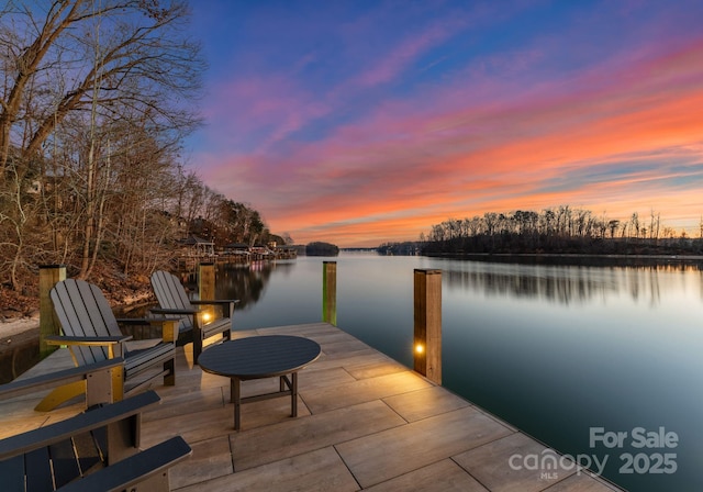 view of dock featuring a water view