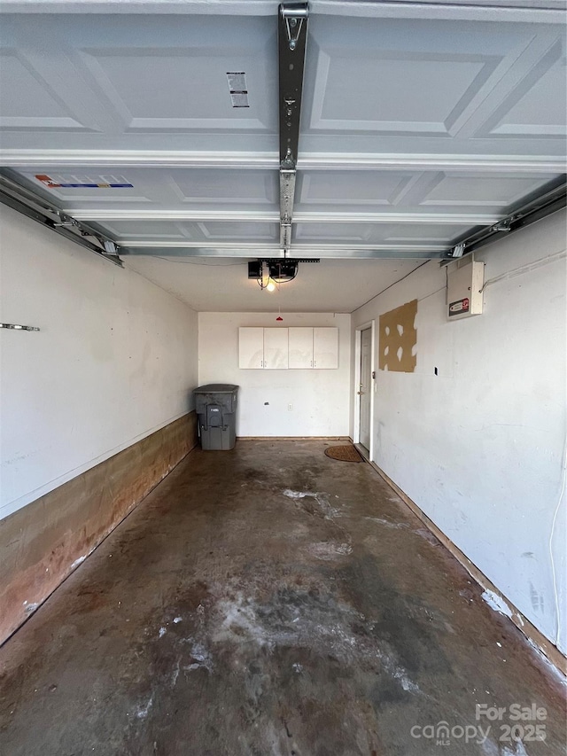 garage with a garage door opener