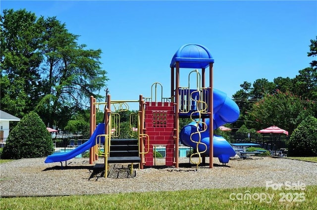 community play area with fence