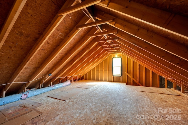 view of unfinished attic