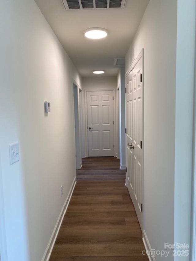 hallway featuring dark hardwood / wood-style flooring