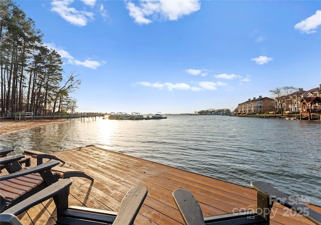 dock area featuring a water view