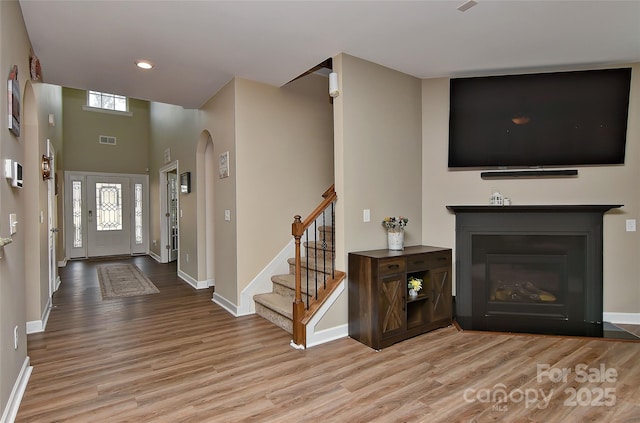 entrance foyer with light wood-type flooring