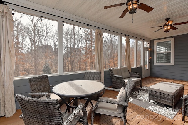 sunroom / solarium with wooden ceiling