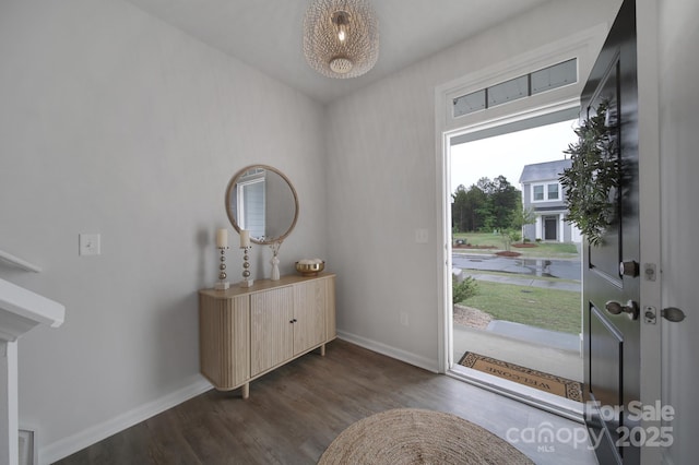 foyer featuring dark hardwood / wood-style floors