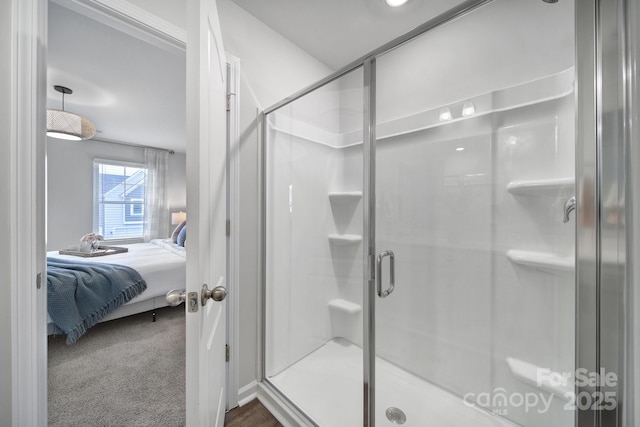 bathroom featuring walk in shower