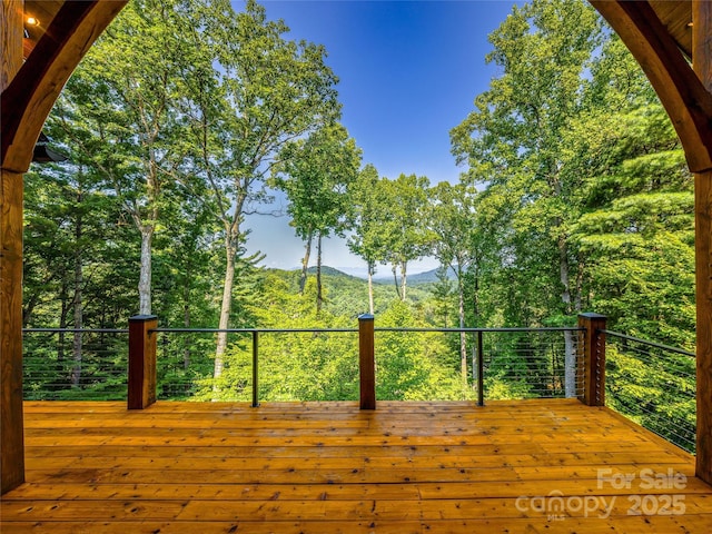 deck with a mountain view